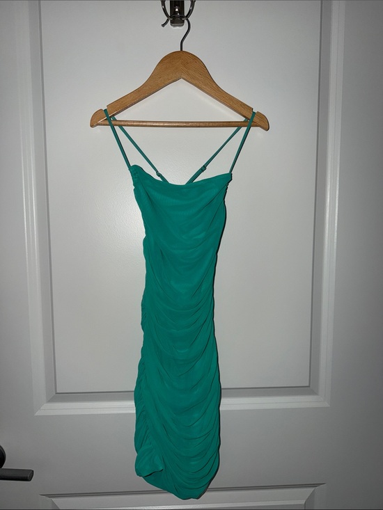 Oh Polly Dresses & Skirts - Oh Polly Green Ruched Spaghetti Strap Open Back Mini Dress